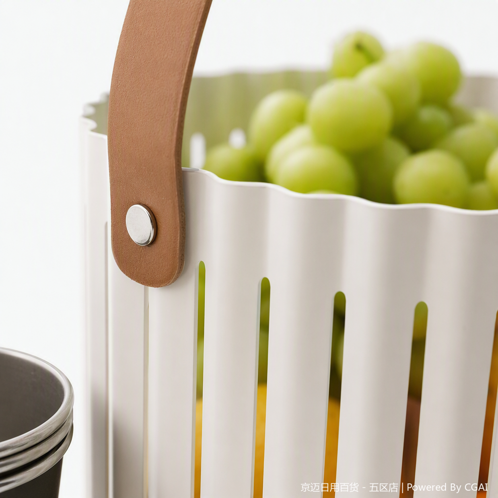 【CL】26Q2#1045 Round storage basket, white hollowed-out hand-held plastic basket, supermarket shopping basket, wicker-like woven storage basket, multi-bottle beverage storage basket Application Scenario