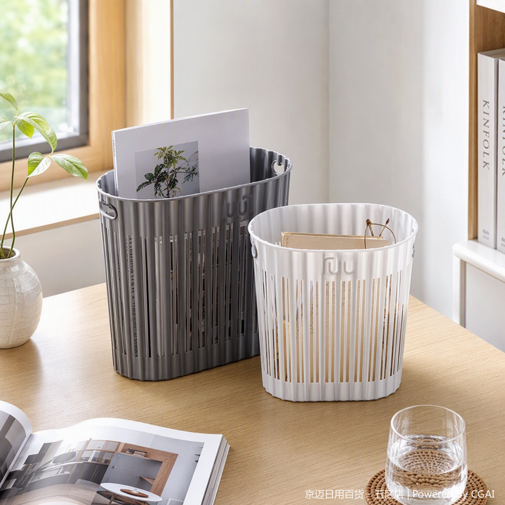 【CL】26Q2#1058 storage basket, grey and white striped, environmentally friendly and durable for home kitchen and bathroom details Picture