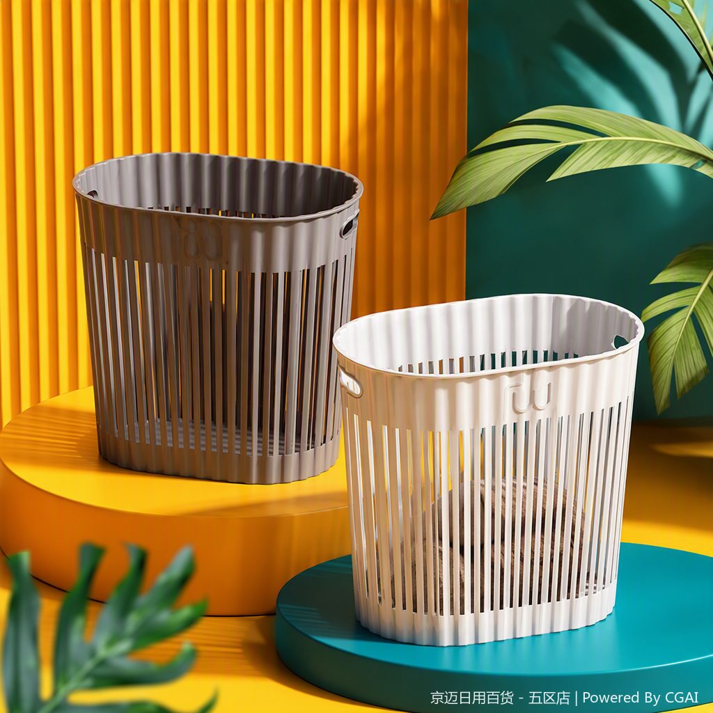 【CL】26Q2#1058 storage basket, grey and white striped, environmentally friendly and durable for home kitchen and bathroom Specification image