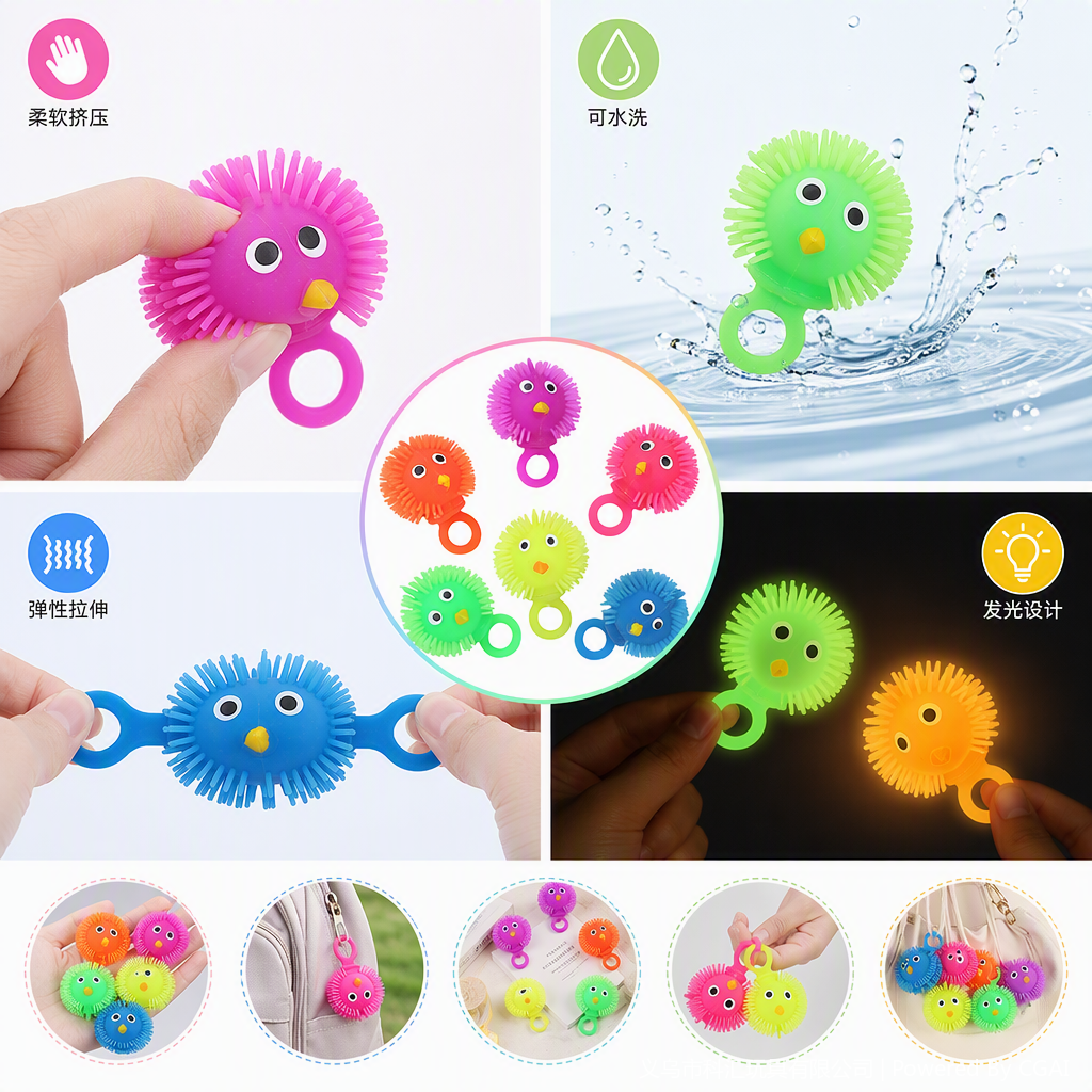 TPR colorful finger cots Chick toys, cute sparkling rings, children's gifts, soft and adorable dolls, multiple colors to choose from details Picture