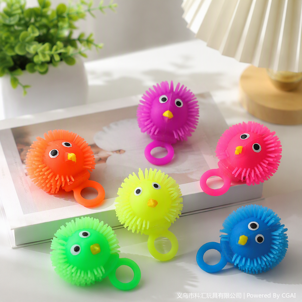 TPR colorful finger cots Chick toys, cute sparkling rings, children's gifts, soft and adorable dolls, multiple colors to choose from