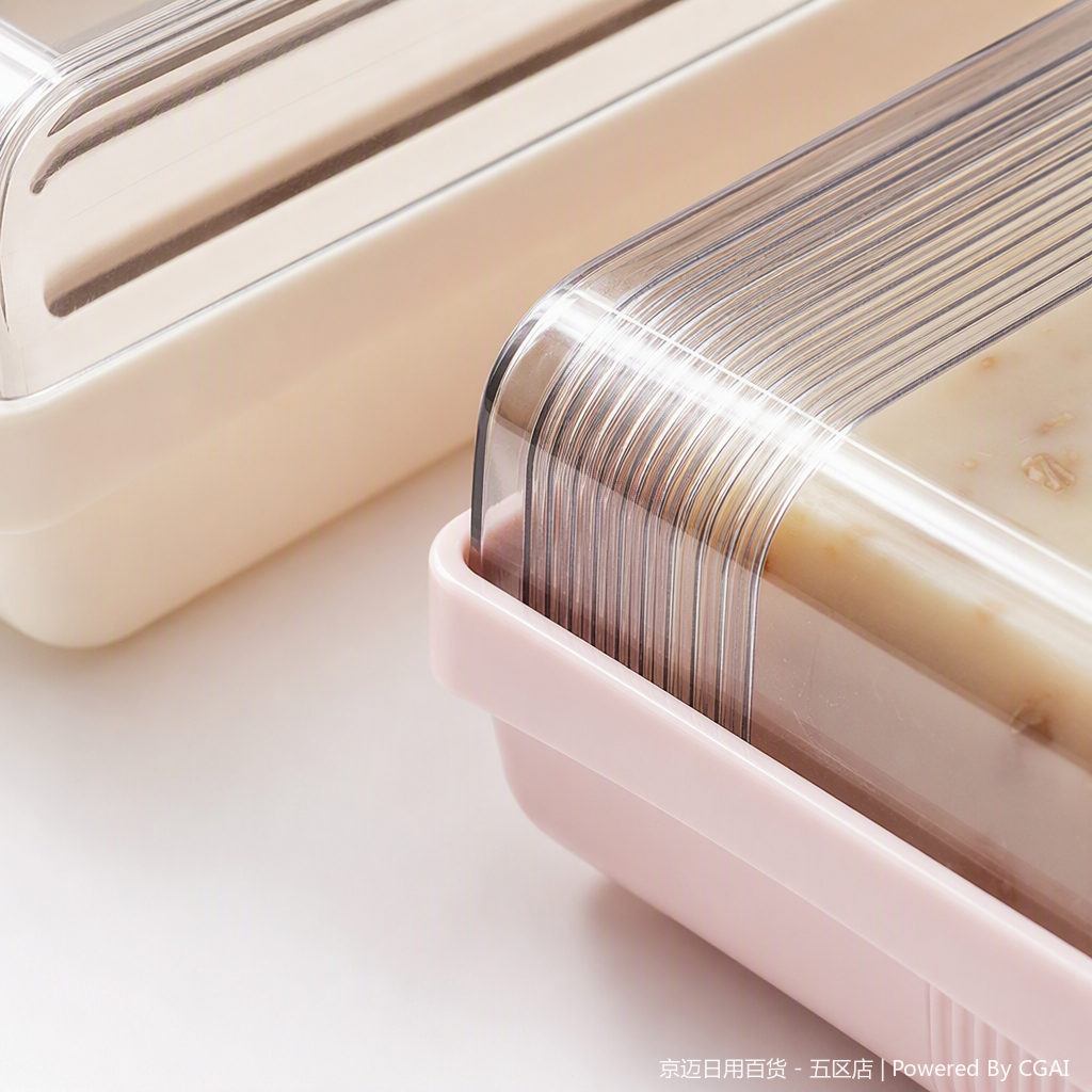 【CL】26Q2#0199 Pink and off-white soap box with transparent lid, containing oat granule soap, toiletries, storage and organization supplies, home decoration Application Scenario