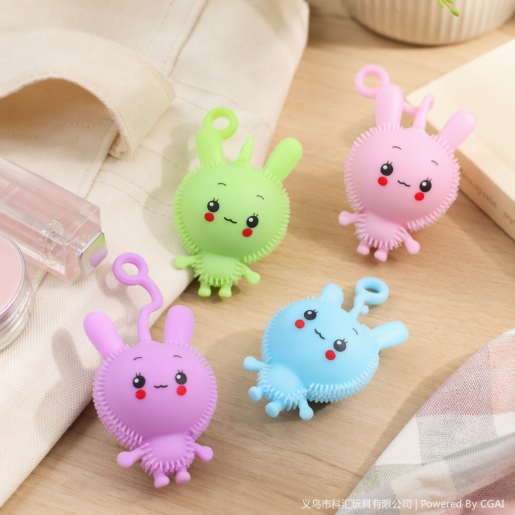 TPR colorful little rabbit baby glittering toys, star People, cute dolls, keychains, little rabbit decorative gifts
