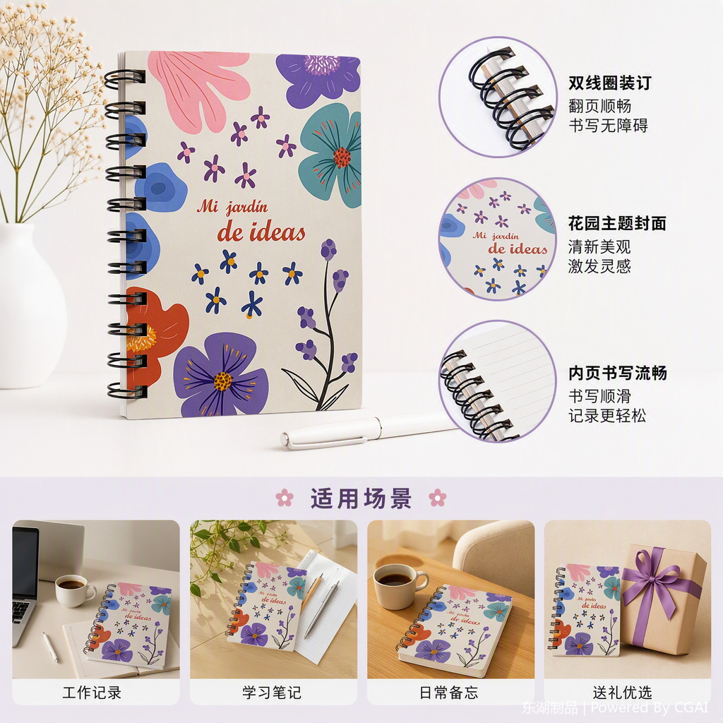 Donghu Paper Products A6 Flower Coil Notebook, a fresh and portable notebook for students