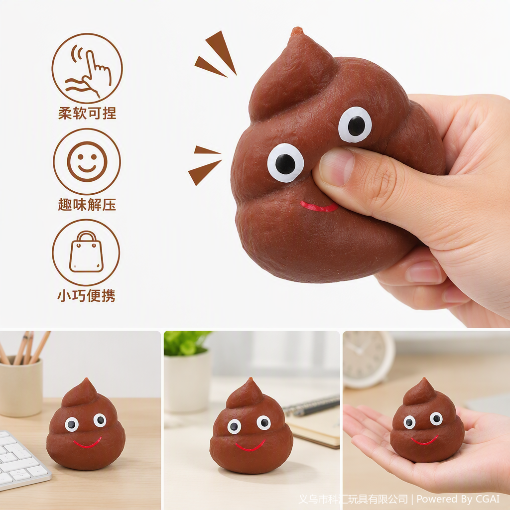 A best-selling cute smiling poop doll simulation prank stress-relieving soft rubber toy details Picture