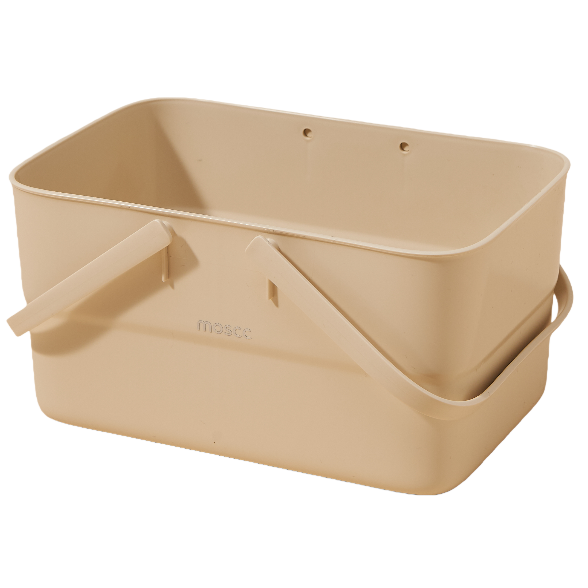 【CL】25Q4#2522 meters white hand-held plastic storage basket, multi-functional storage basket, rattan woven tape organizing basket, household storage box Item Picture