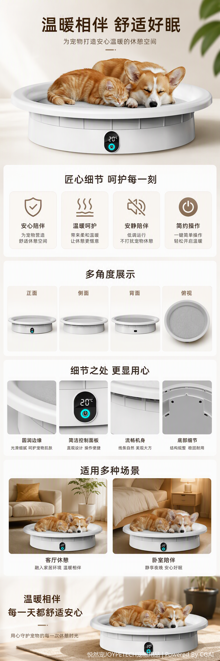 智能恒温宠物窝自动加热降温猫狗冬四季通用凉感保暖睡垫称重数显详情1