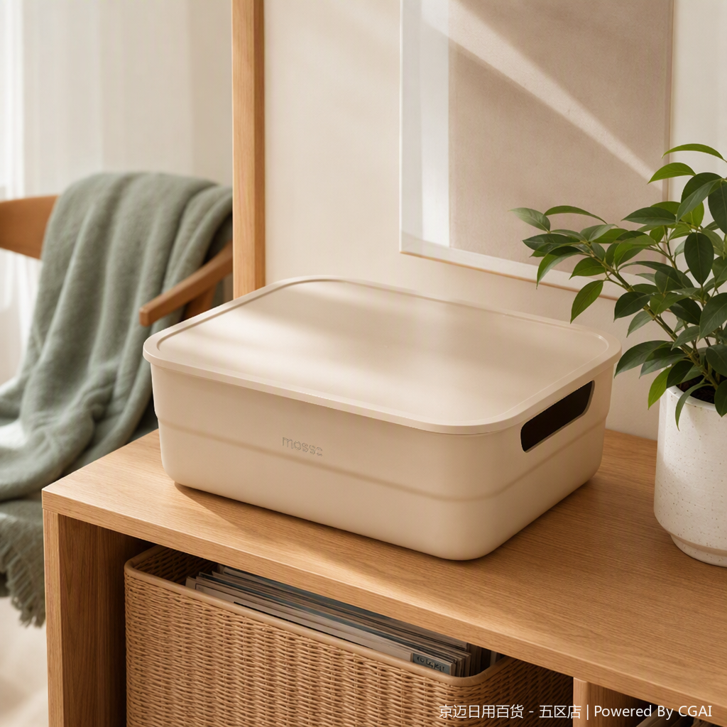 【CL】25Q4#2526 meters white multi-functional desktop storage box with lid, bean paste cosmetics organization box, storage box, storage box, neat storage items details Picture
