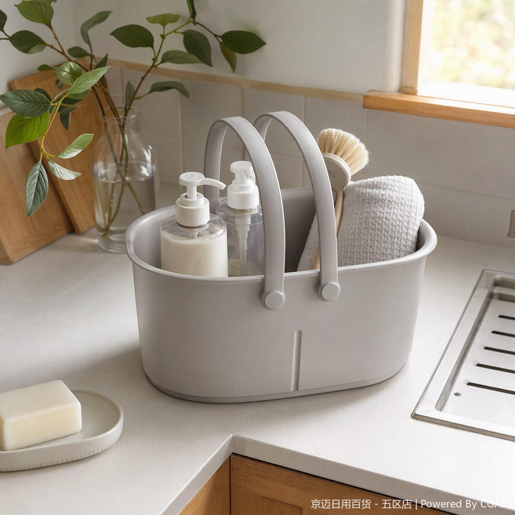 【CL】26Q2#1155 Multi-functional portable plastic woven storage basket, grey imitation rattan woven design, home organizing vegetable basket storage box details Picture