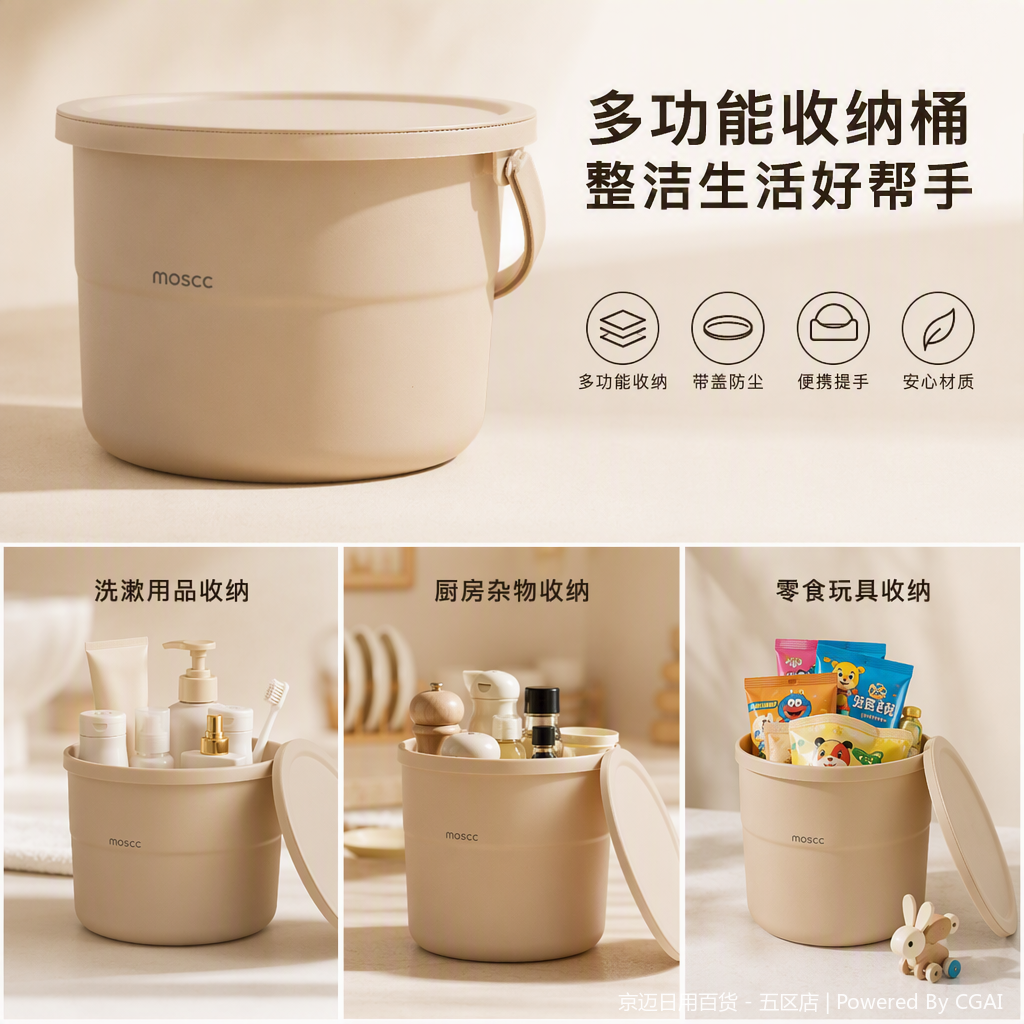 【CL】25Q4#2532 meters white plastic water bucket with lid, outdoor folding rainwater storage tank, large empty water bucket capacity, durable