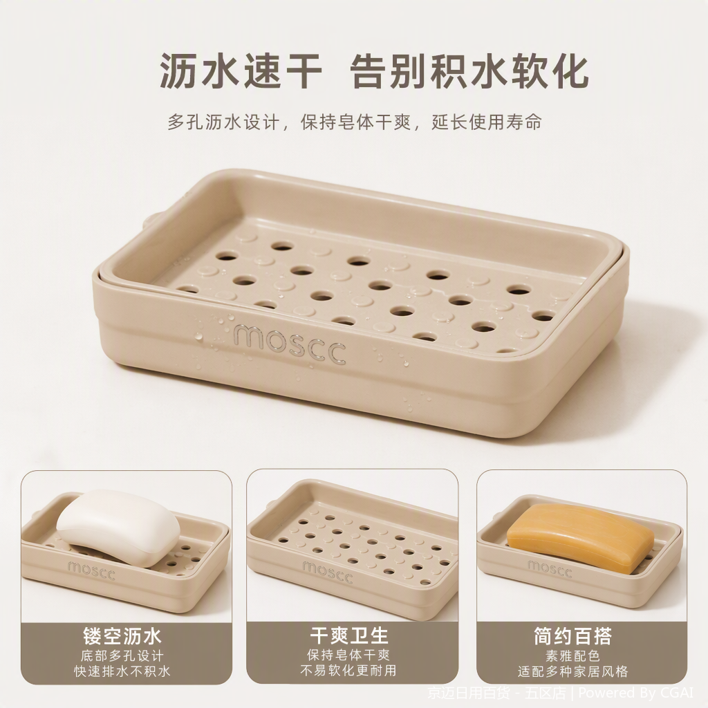 【CL】25Q4#2518 Soap Box with Lid Storage Set Equipped with bubble net Simple bathroom supplies rack storage set