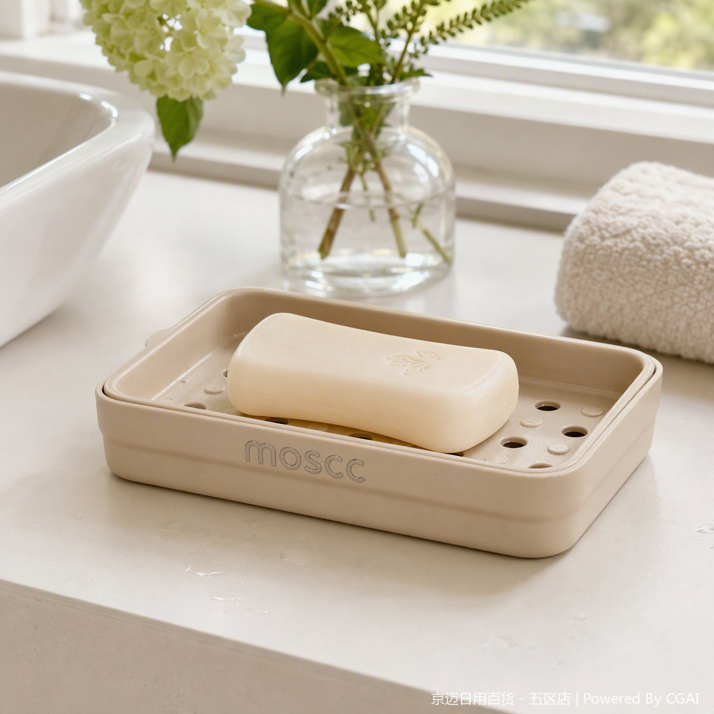 【CL】25Q4#2518 Soap Box with Lid Storage Set Equipped with bubble net Simple bathroom supplies rack storage set details Picture