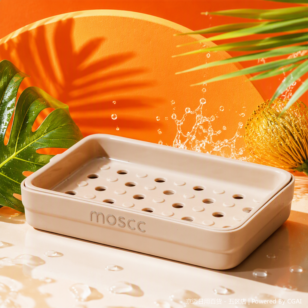 【CL】25Q4#2518 Soap Box with Lid Storage Set Equipped with bubble net Simple bathroom supplies rack storage set Specification image