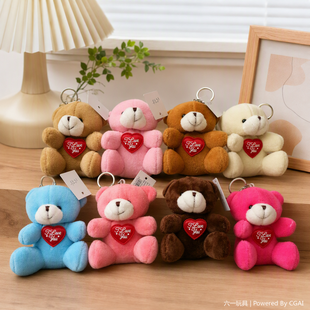 Cute keychains, pendants, animal dolls, small dolls, wholesale trade, children's colorful bears, sand dolls, pendants, mirrors, keychains, creative cartoon key chains, gifts and accessories details Picture