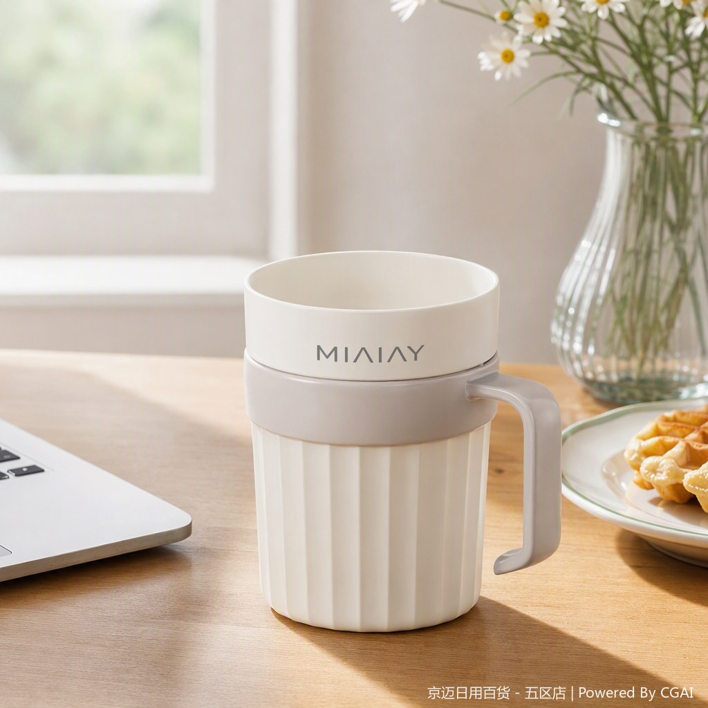 【CL】26Q1#2103 White striped ceramic panda pattern creative mug, stainless steel insulated inner typing heat transfer personalized coffee cup gift details Picture