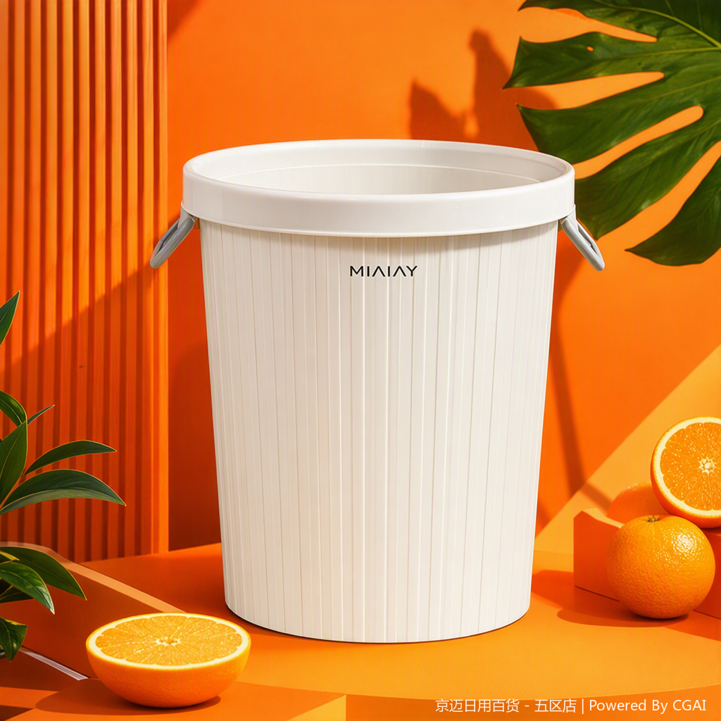 【CL】26Q1#1708 White round-mouthed sanitary bucket, pedal flip lid smart hollow trash can, household kitchen and bathroom storage container Specification image