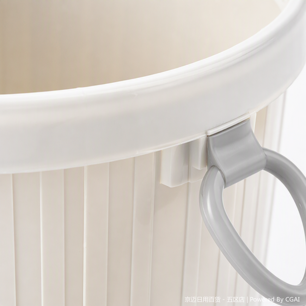 【CL】26Q1#1708 White round-mouthed sanitary bucket, pedal flip lid smart hollow trash can, household kitchen and bathroom storage container Application Scenario