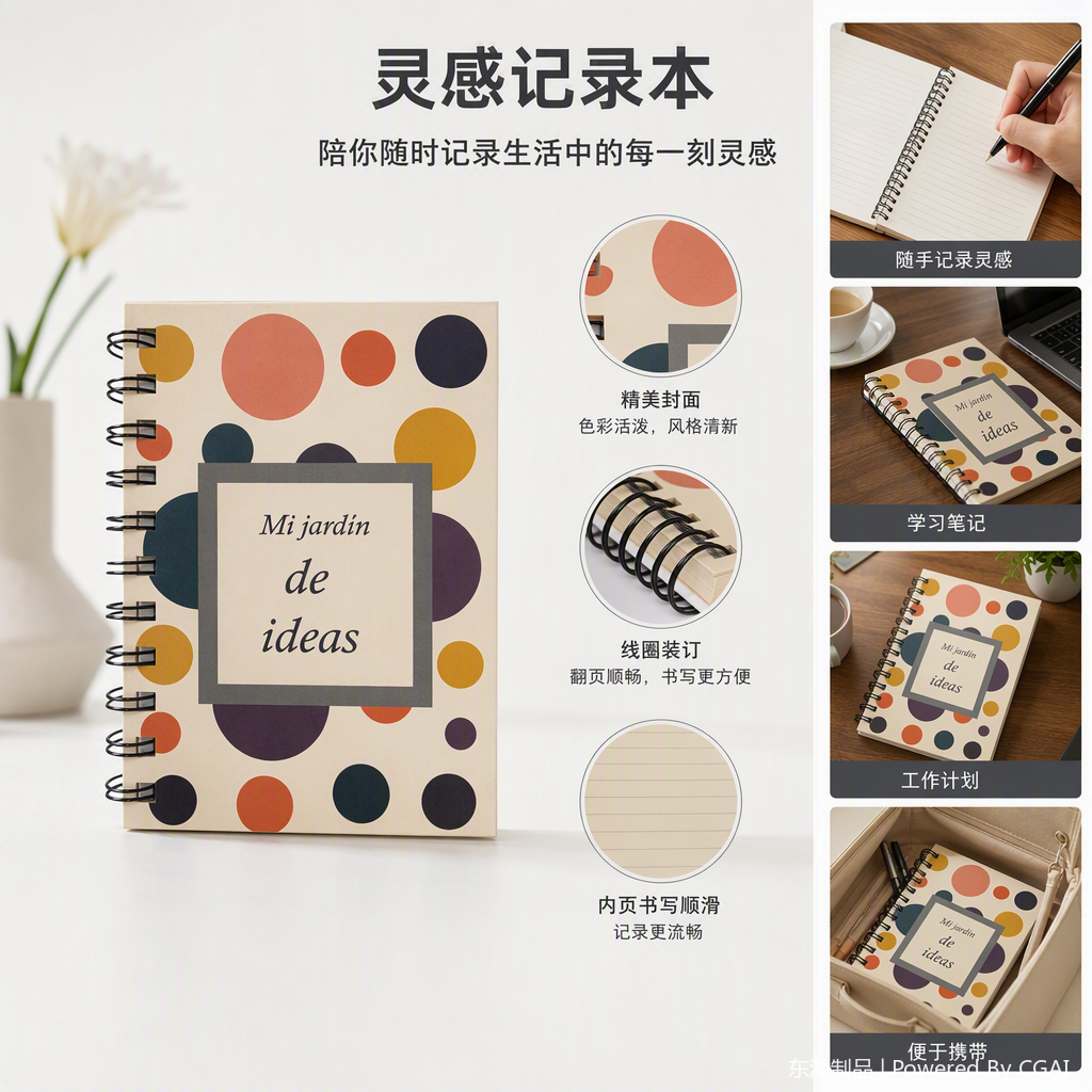 Donghu Paper Products A6 Retro Color polka Dot Coil Notebook for Students' Daily Note-taking Notes