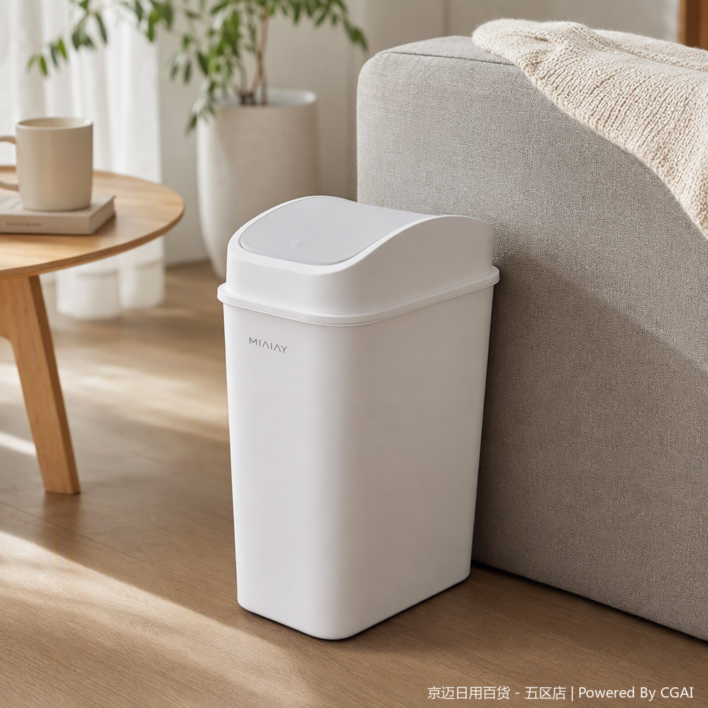 【CL】26Q1#1705 White flip-top pedal smart Hollow trash can, household kitchen and bathroom storage container details Picture