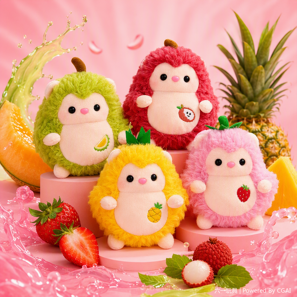 Fruit hedgehog plush toys, cute cartoon anime, foreign trade wholesale, children's gifts, healing series dolls, colorful hedgehog plush dolls, cute dolls, Qixi Festival gifts, children's toys, throw pillows, fabric dolls, gifts Specification image