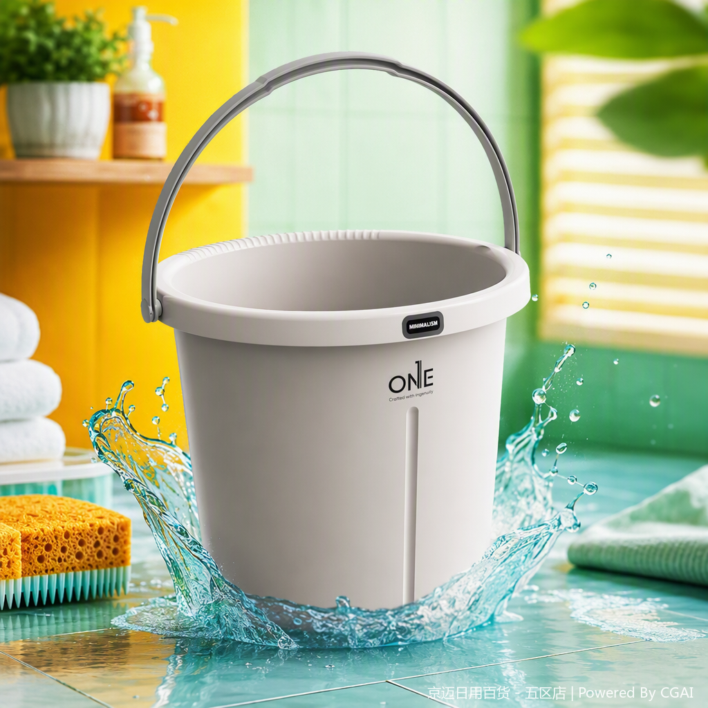 【CL】26Q2#1802 Grey square water bucket, storage plastic bucket, disposable rubber band packaging bottle, round plastic box, multi-purpose, durable household storage Specification image