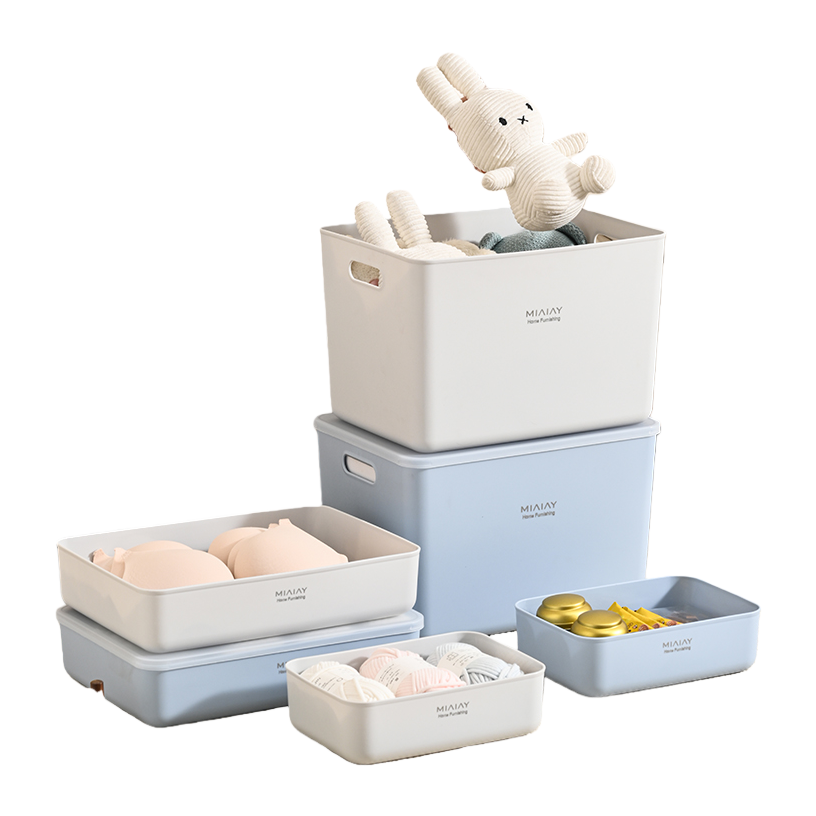 【CL】26Q1#3051D Multi-functional light-colored desktop storage box, Patchwork cosmetics organizing box, simple storage box, storage items organizing and storage box Item Picture