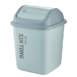 【CL】26Q1#8024B Light blue-gray lid, pedal, flip lid, hollowed-out 6L hanging bucket, household kitchen and bathroom trash can storage container Item Picture