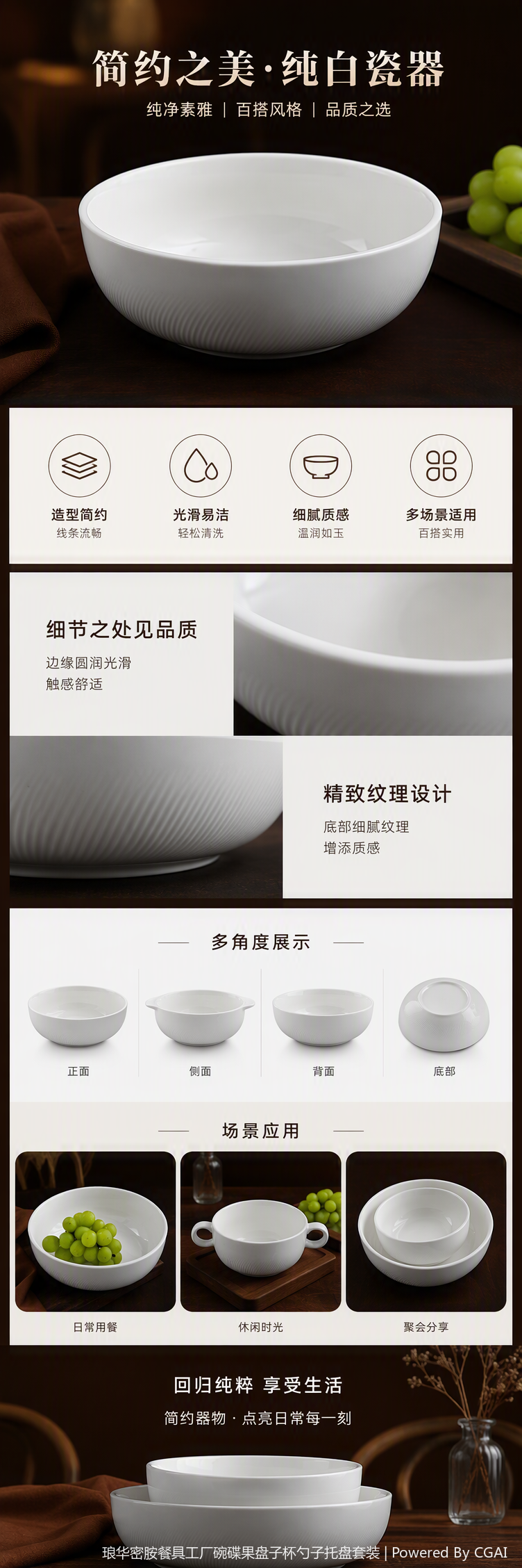 密胺餐具套装碗密胺盘子托盘勺子碟杯子果盘篮食品级定制陶瓷碗北欧简约ins米饭碗家用餐具面碗高颜值沙拉碗详情1