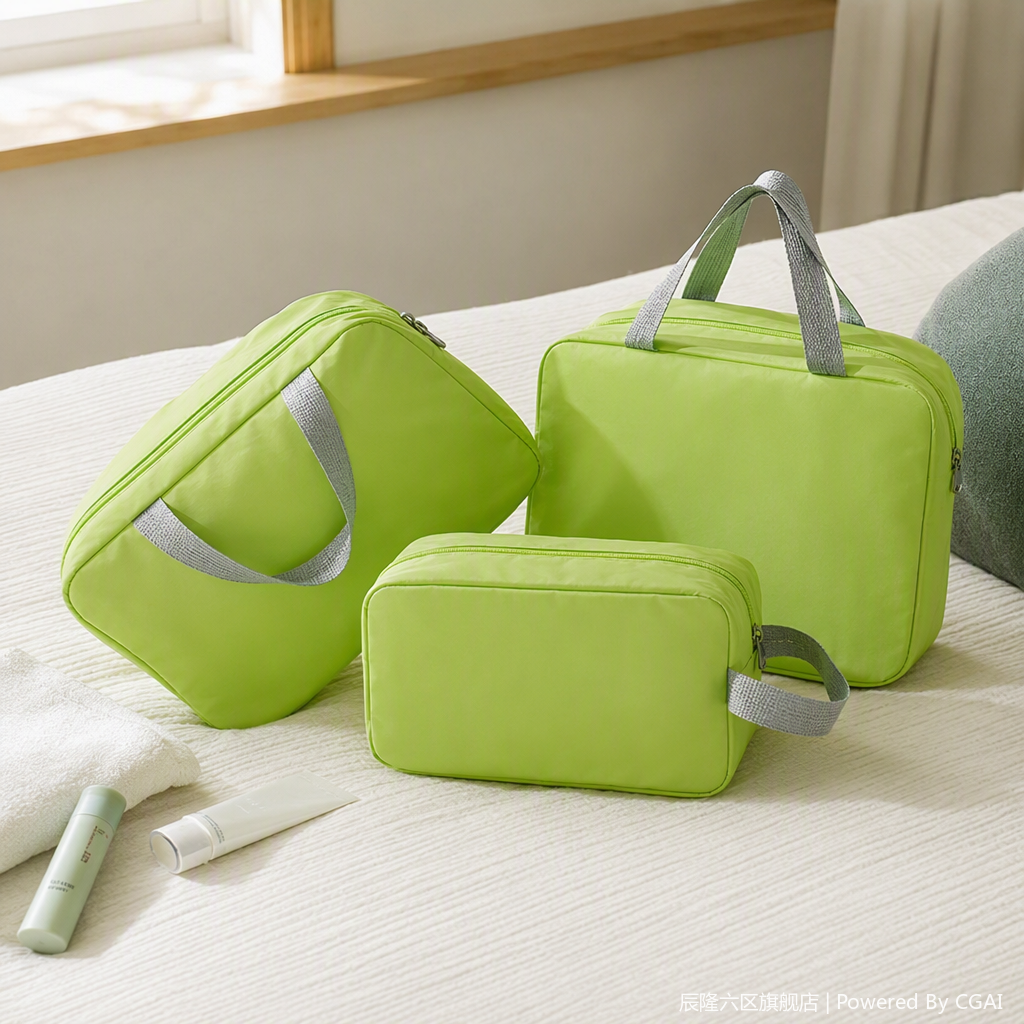 【CL】 26Q2#081 Multi-functional large-capacity green toiletries storage Bag, Luggage and clothing organization bag, travel storage bag details Picture