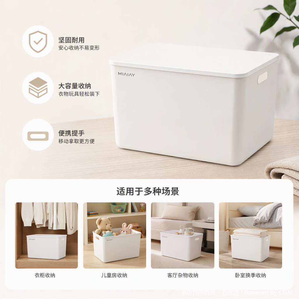 【CL】26Q1#3054D Multi-functional white desktop storage box, bean paste cosmetics organizing box, simple storage supplies, neat storage wonder