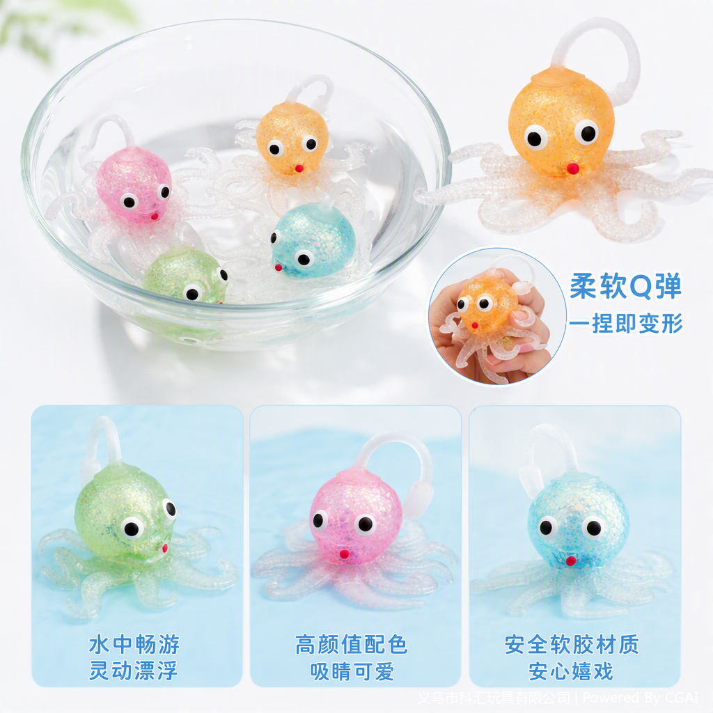 Octopus maltose slow rebound soft rubber squeeze stress relief toys, fun children's gifts for night market stalls details Picture