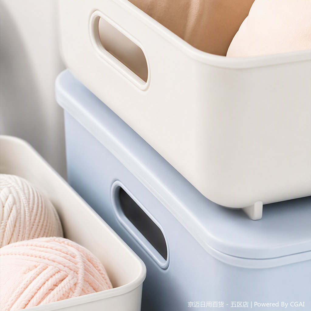 【CL】26Q1#3051D Multi-functional light-colored desktop storage box, Patchwork cosmetics organizing box, simple storage box, storage items organizing and storage box Application Scenario