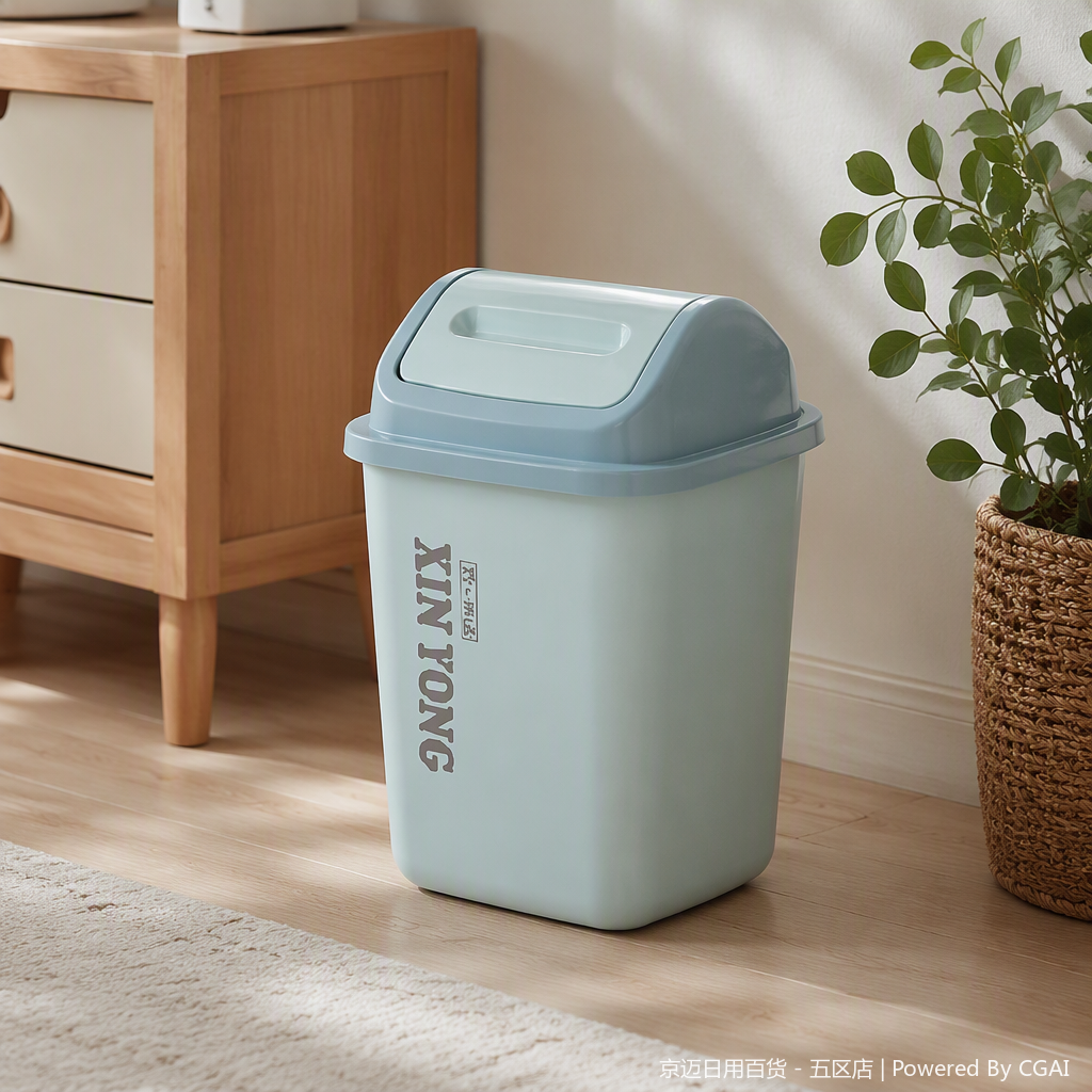 【CL】26Q1#8024B Light blue-gray lid, pedal, flip lid, hollowed-out 6L hanging bucket, household kitchen and bathroom trash can storage container details Picture