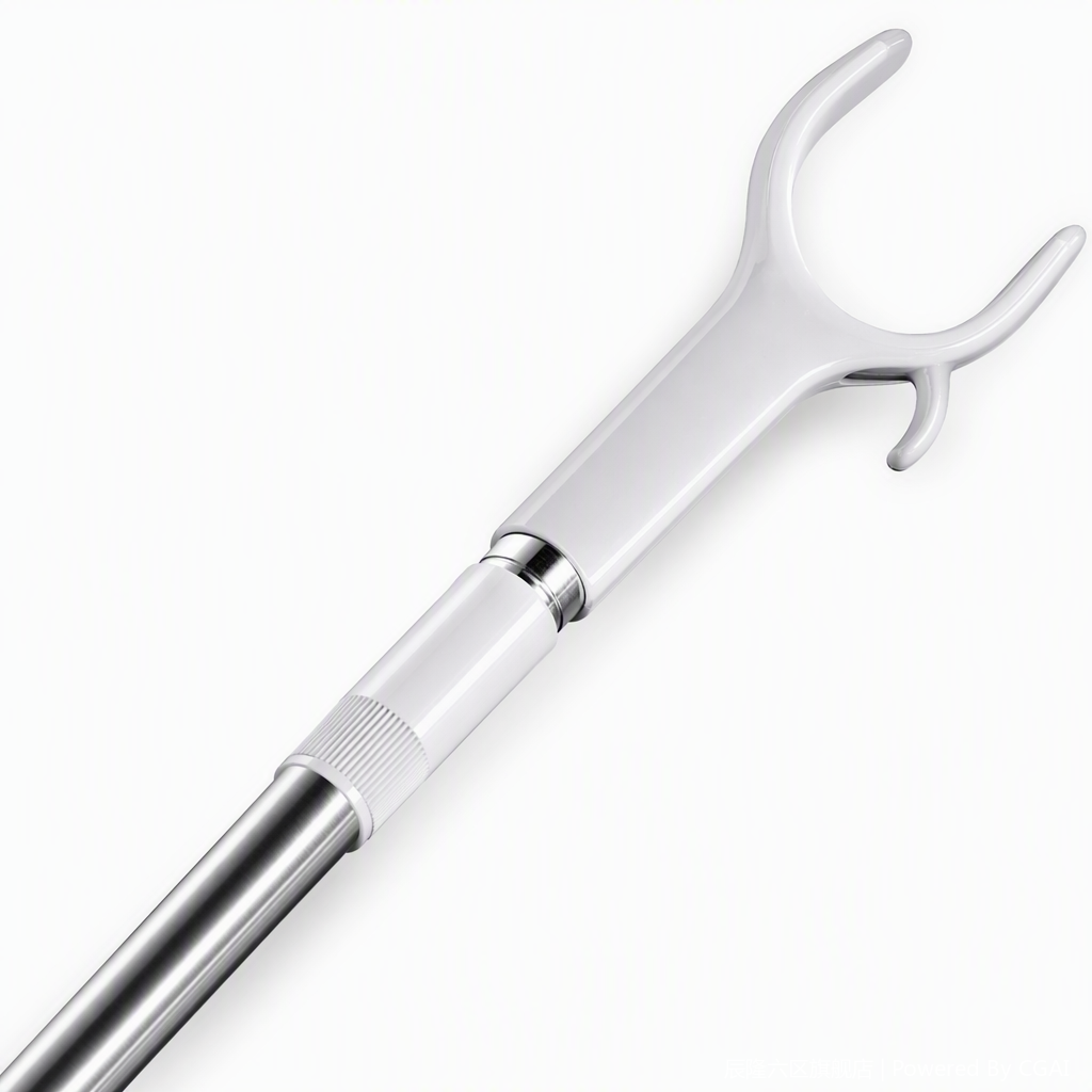 【CL】26Q2#Y2 Silver telescopic clothes drying pole, white handle, Y-shaped chuck, multi-functional bathroom clothes hanging fork, push rod, hanger hook Specification image