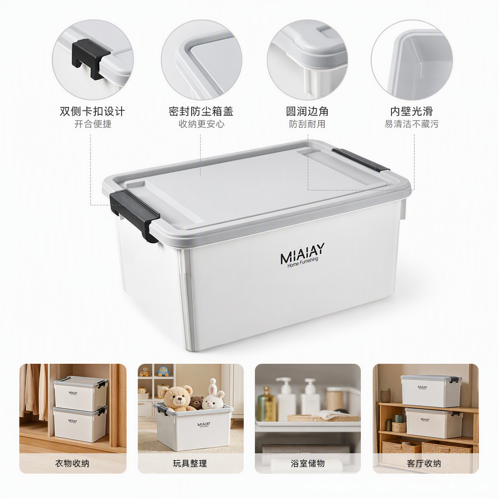 【CL】26Q1#3057D Multi-functional white desktop storage box, bean paste cosmetics organization box, storage box, organization supplies storage box