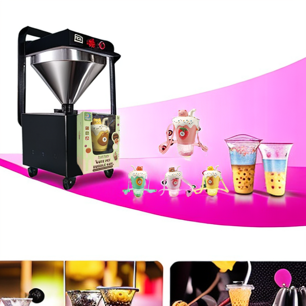 Electric milk tea cup bubble machine with light and music, 4-color mixed package, not including electric magic light and sound bubble cup, dreamy colored light and music cup Application Scenario