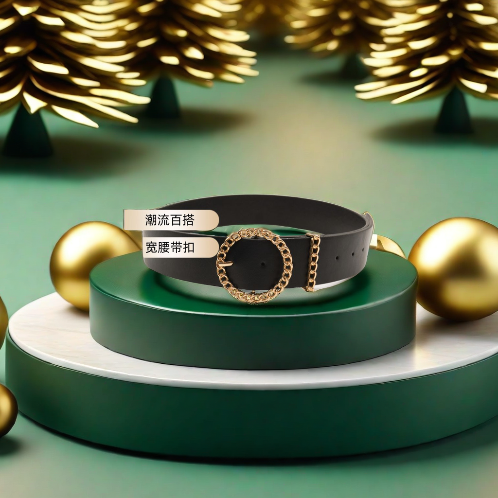 Cross Border Direct Mail Fashion Trend 100 Wide Belt Buckle Hollow Design Simple Atmosphere Flat Belt For Men And Women Item Picture