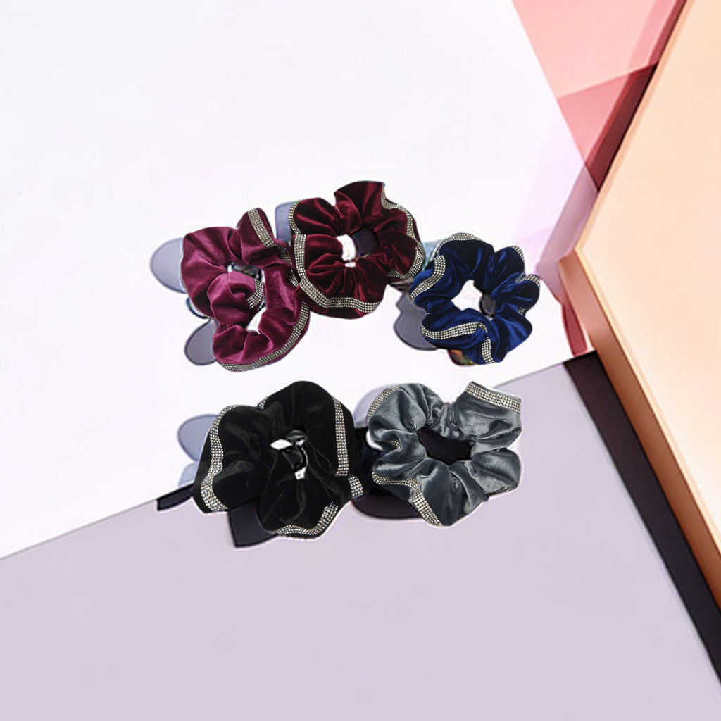 Three rows of diamond Korean velvet large intestine hair bands, hair accessories, women's hair bands, hair ties, hair ties, hair clips, women's style details Picture