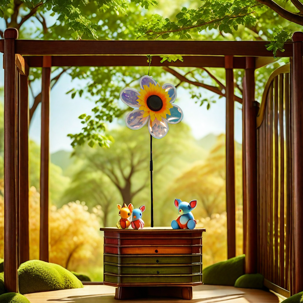 Sunflower windmill toy, colorful film windmill, multi-color rotating decoration detail image 2