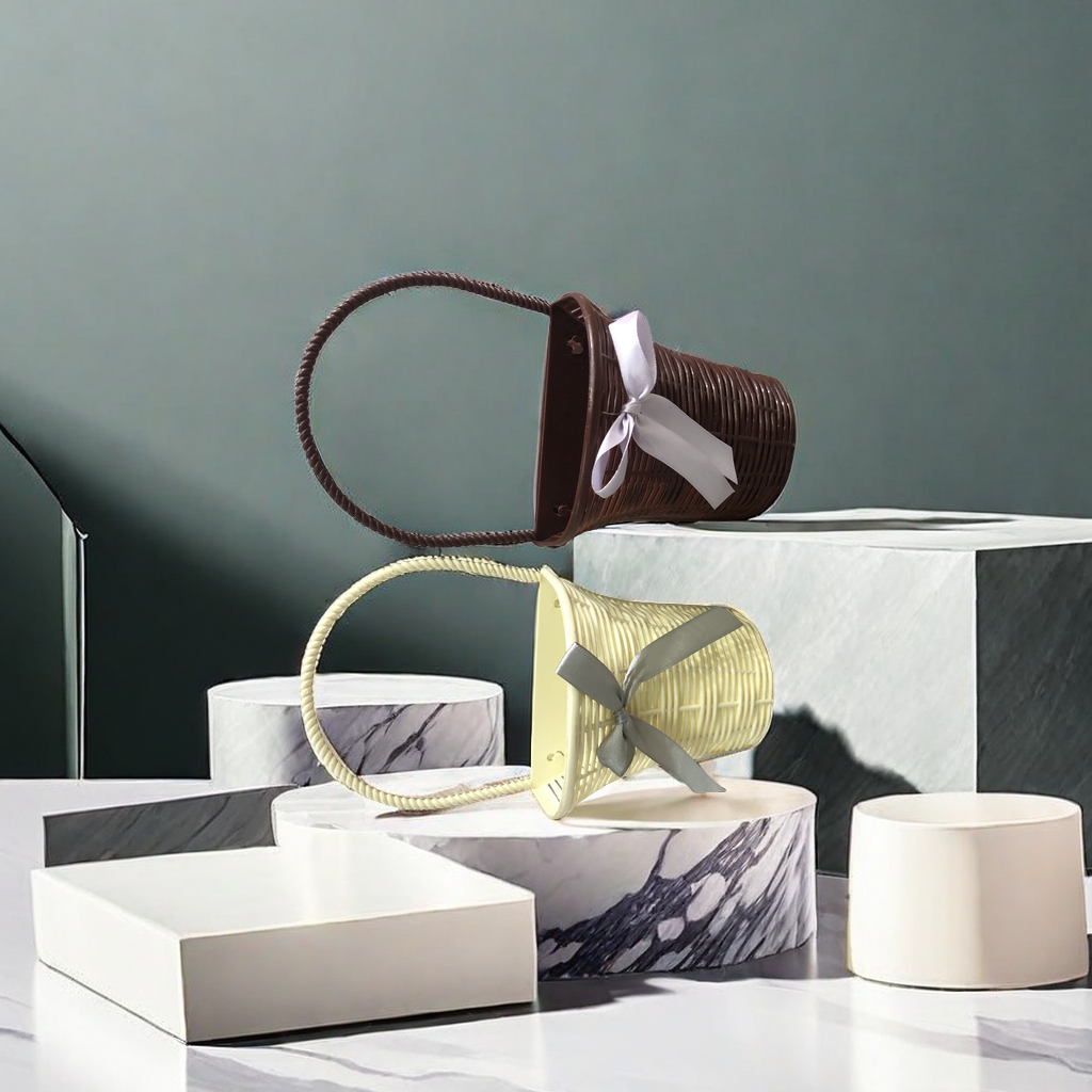 藤编花篮醒花桶 花束资材多肉花盆 精致花篮 花艺装饰 绿植盆栽产品图