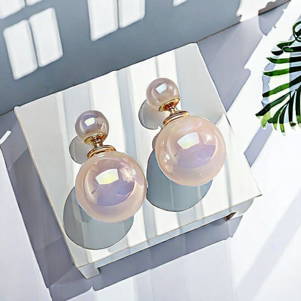 Natural akoya freshwater pearl stud earrings, pearl steel wire ring collar buckle design, precious and elegant earrings