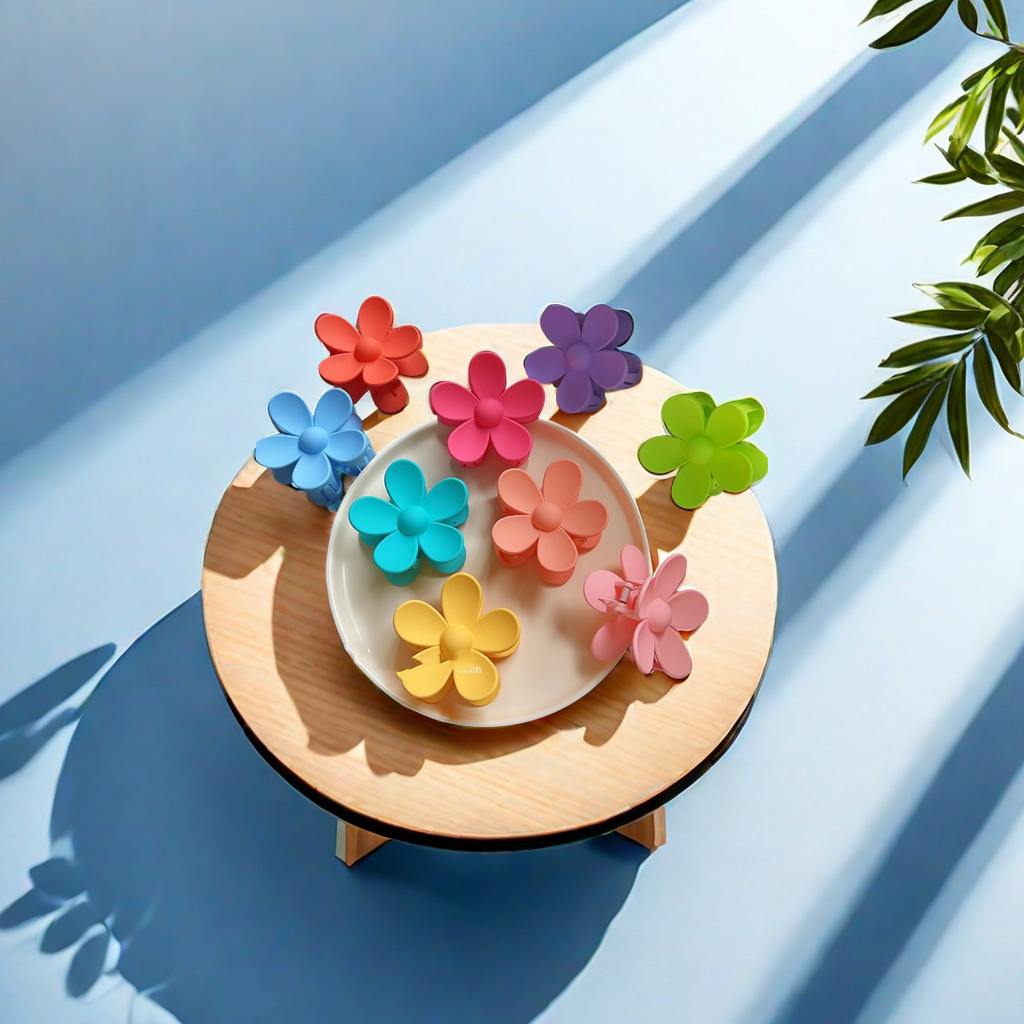 8 cm花花朵大号抓夹甜美气质发抓简约后脑勺鲨鱼夹子头饰外出发饰女