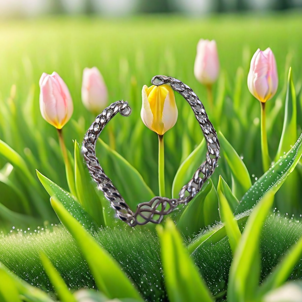 天然绿松石串珠手链 不规则设计 百搭风格 女士仿银手镯 天然珍珠手环精致手镯女款细节图