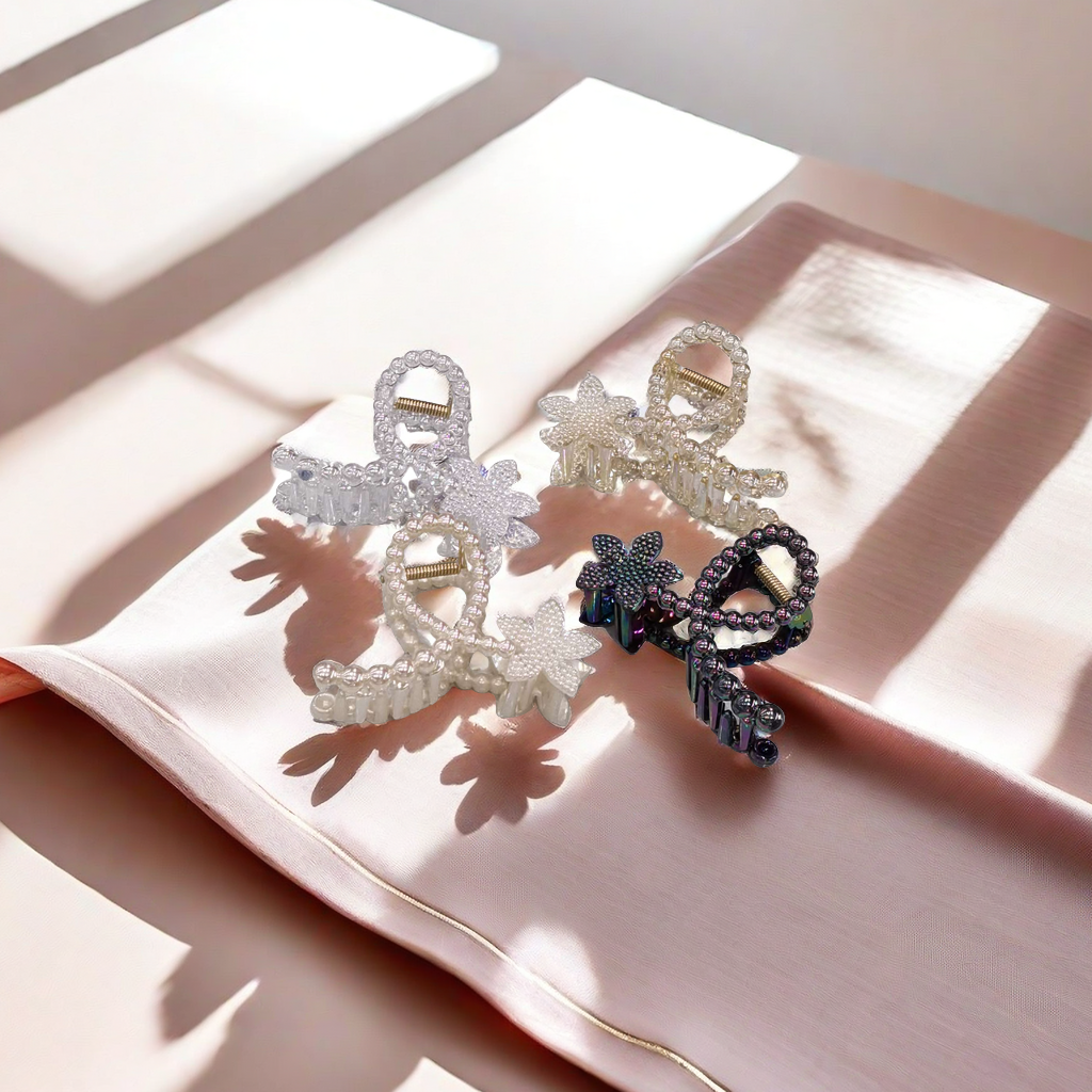 8 cm Mermaid Princess Pearl New cross-style Korean style hairpin for the back of the head, a high-end new headwear hairpin Specification image