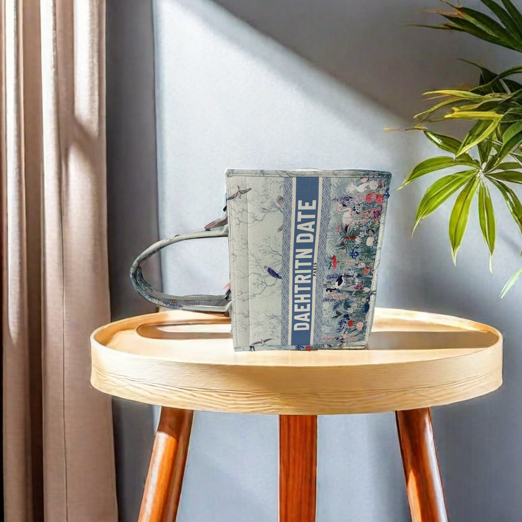 妈咪包时装盒子包 麻料夏天风格 容量大旅游度假款 民族风复古印花设计 潮流百搭手提肩背两用包