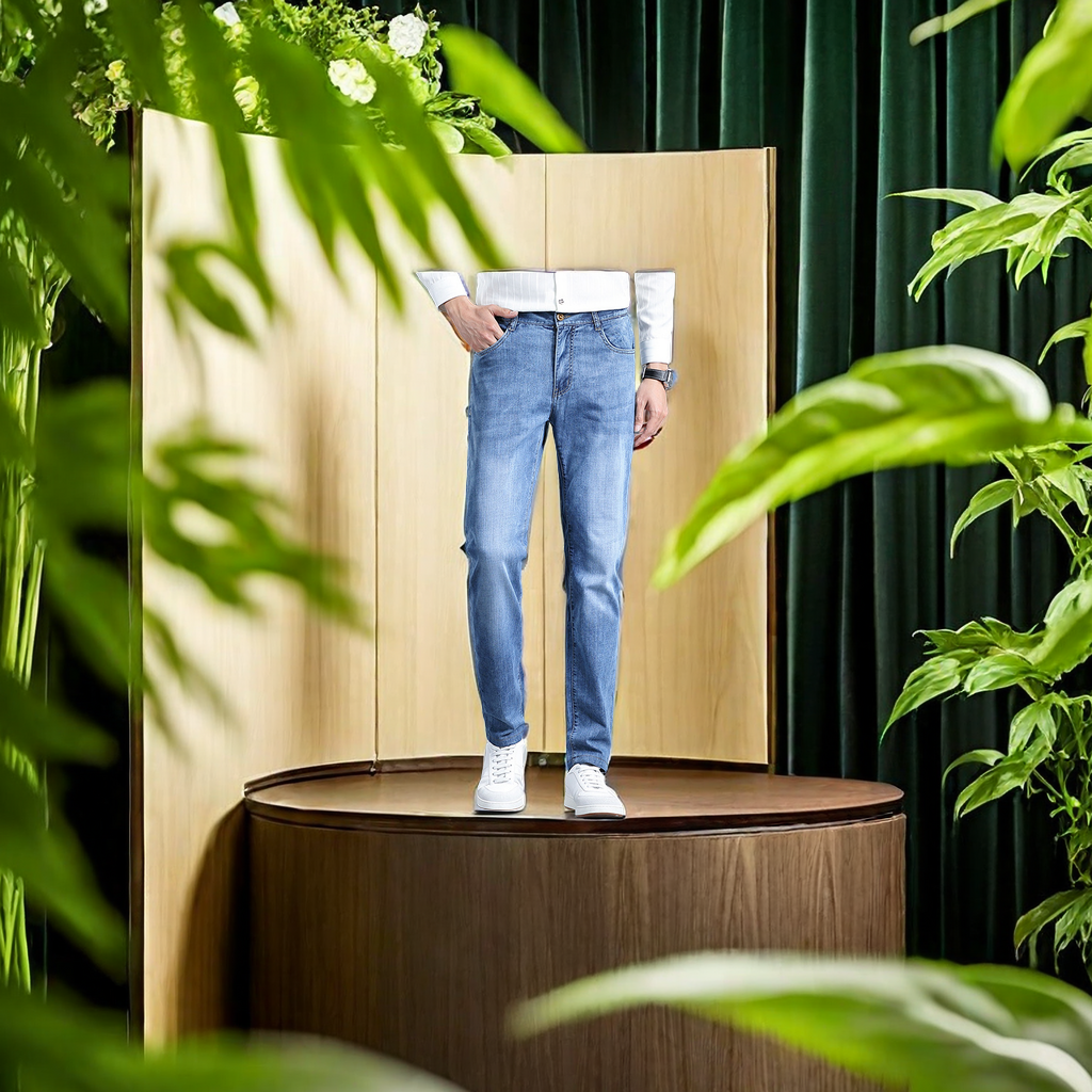 In-stock men's loose and casual summer jeans, Lyocell high-quality, comfortable and breathable jeans, fashionable and trendy men's wear