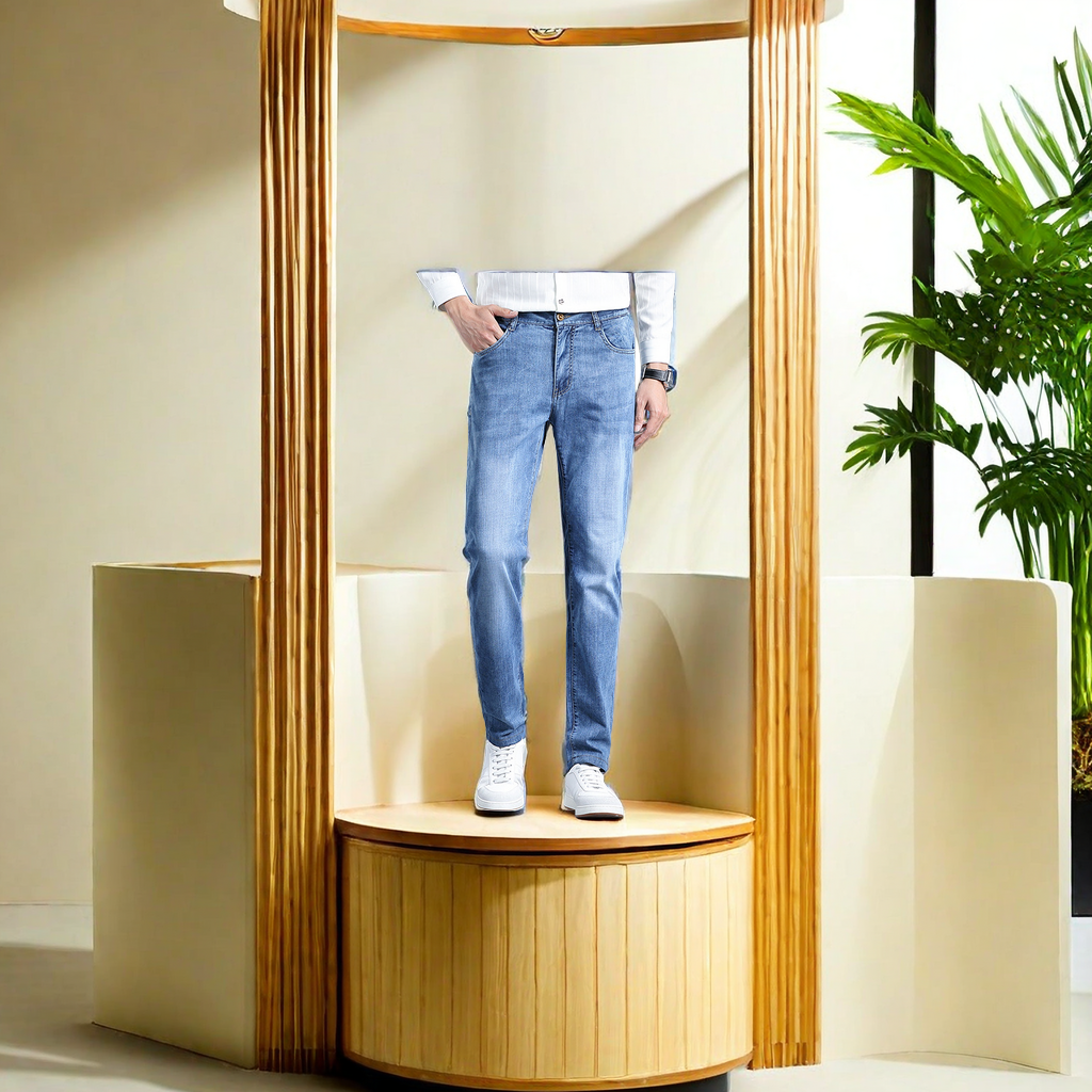 In-stock men's loose and casual summer jeans, Lyocell high-quality, comfortable and breathable jeans, fashionable and trendy men's wear Specification image