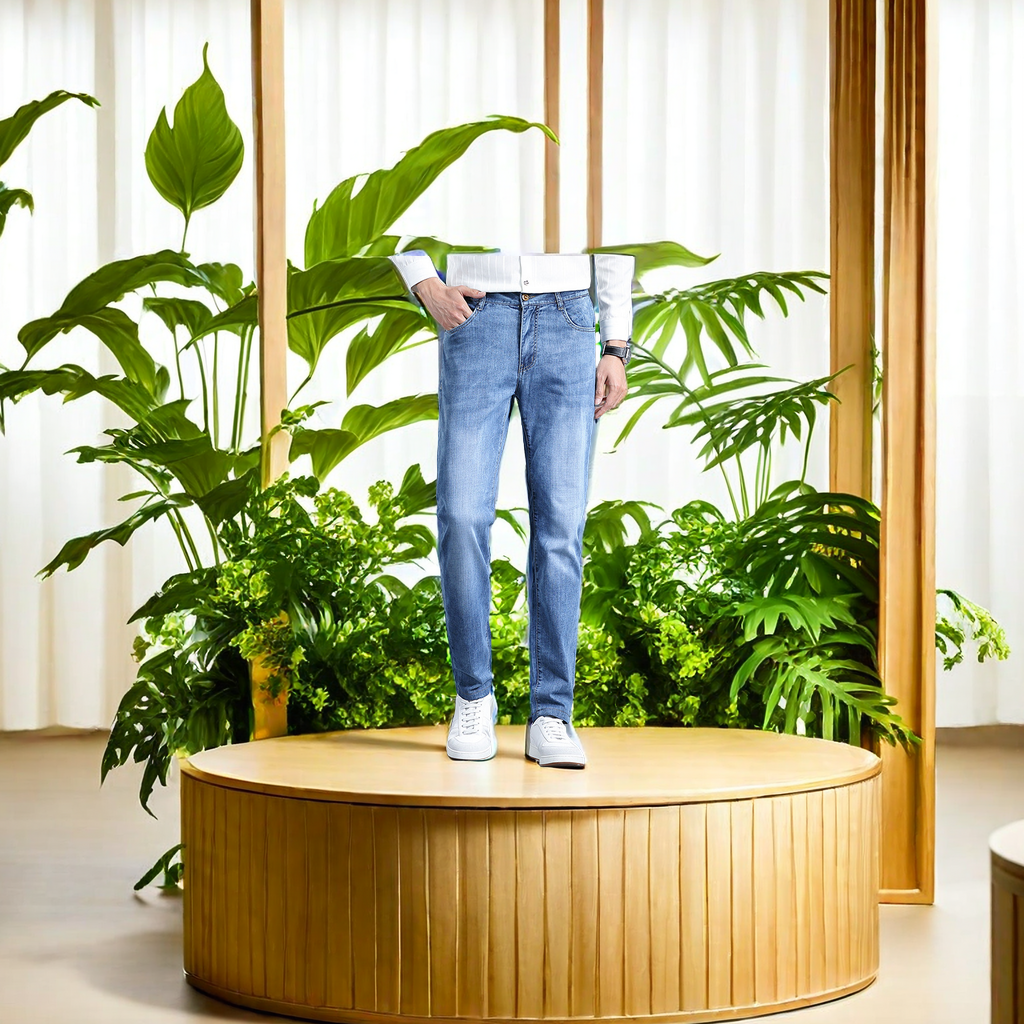 In-stock men's loose and casual summer jeans, Lyocell high-quality, comfortable and breathable jeans, fashionable and trendy men's wear details Picture