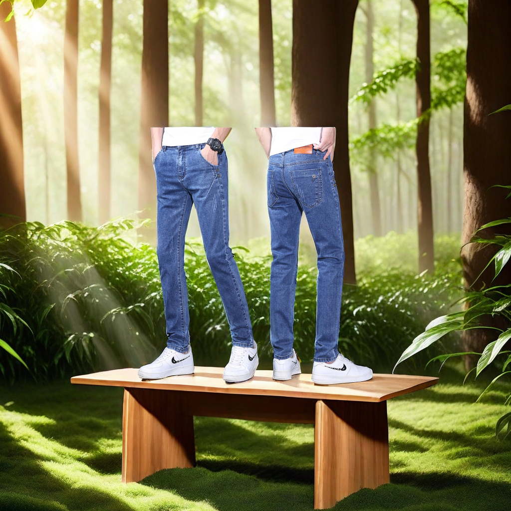 In-stock men's loose casual summer jeans made of Lyocell fabric, comfortable, breathable and durable details Picture