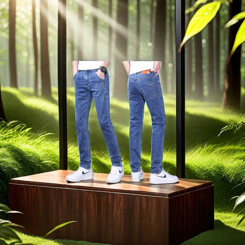 In-stock men's loose casual summer jeans made of Lyocell fabric, comfortable, breathable and durable Specification image